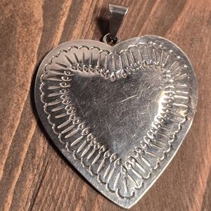2" NA Style Stamped Sterling Silver Heart Pendant